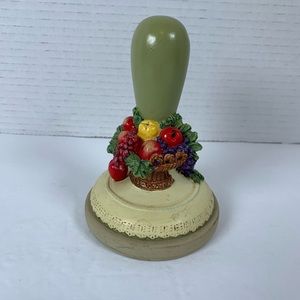Vtg 90s Brown Bag Cookie Art Stamp Press Fruit Basket Retired With Handle  KT118
